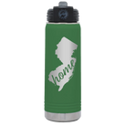 Laser etched green 20 oz vacuum insulated water bottle with 'New Jersey Home' design