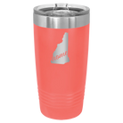 Laser etched coral 20 oz vacuum insulated tumbler with 'New Hampshire Home' design