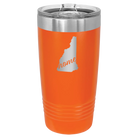 Laser etched orange 20 oz vacuum insulated tumbler with 'New Hampshire Home' design