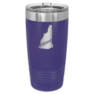 Laser etched purple 20 oz vacuum insulated tumbler with 'New Hampshire Home' design