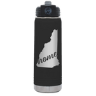 Laser etched black 20 oz vacuum insulated water bottle with 'New Hampshire Home' design