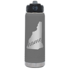 Laser etched dark gray 20 oz vacuum insulated water bottle with 'New Hampshire Home' design