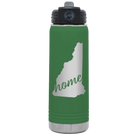 Laser etched green 20 oz vacuum insulated water bottle with 'New Hampshire Home' design