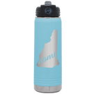 Laser etched light blue 20 oz vacuum insulated water bottle with 'New Hampshire Home' design