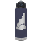 Laser etched navy 20 oz vacuum insulated water bottle with 'New Hampshire Home' design