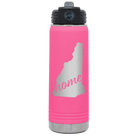 Laser etched pink 20 oz vacuum insulated water bottle with 'New Hampshire Home' design
