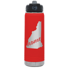 Laser etched red 20 oz vacuum insulated water bottle with 'New Hampshire Home' design