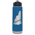 Laser etched royal blue 20 oz vacuum insulated water bottle with 'New Hampshire Home' design