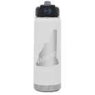 Laser etched white 20 oz vacuum insulated water bottle with 'New Hampshire Home' design