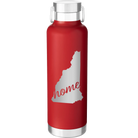Laser etched red 24 oz vacuum insulated water bottle with 'New Hampshire Home' design