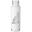 Laser etched white 24 oz vacuum insulated water bottle with 'New Hampshire Home' design