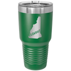 Laser etched green 30 oz vacuum insulated tumbler with 'New Hampshire Home' design