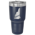 Laser etched navy 30 oz vacuum insulated tumbler with 'New Hampshire Home' design