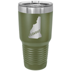 Laser etched olive green 30 oz vacuum insulated tumbler with 'New Hampshire Home' design