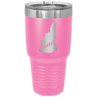 Laser etched pink 30 oz vacuum insulated tumbler with 'New Hampshire Home' design