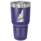 Laser etched purple 30 oz vacuum insulated tumbler with 'New Hampshire Home' design