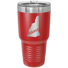 Laser etched red 30 oz vacuum insulated tumbler with 'New Hampshire Home' design