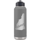 Laser etched dark gray 32 oz vacuum insulated water bottle with 'New Hampshire Home' design