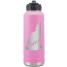 Laser etched light purple 32 oz vacuum insulated water bottle with 'New Hampshire Home' design
