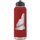 Laser etched maroon 32 oz vacuum insulated water bottle with 'New Hampshire Home' design