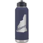 Laser etched navy 32 oz vacuum insulated water bottle with 'New Hampshire Home' design