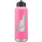 Laser etched pink 32 oz vacuum insulated water bottle with 'New Hampshire Home' design