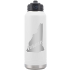 Laser etched white 32 oz vacuum insulated water bottle with 'New Hampshire Home' design