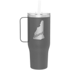 Laser etched slate 40 oz vacuum insulated tumbler mug with 'New Hampshire Home' design