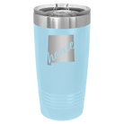 Laser etched light blue 20 oz vacuum insulated tumbler with 'New Mexico home' design