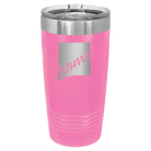 Laser etched pink 20 oz vacuum insulated tumbler with 'New Mexico home' design