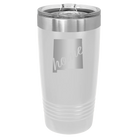 Laser etched white 20 oz vacuum insulated tumbler with 'New Mexico home' design