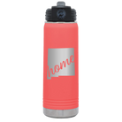 Laser etched coral 20 oz vacuum insulated water bottle with 'New Mexico home' design