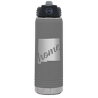 Laser etched dark gray 20 oz vacuum insulated water bottle with 'New Mexico home' design