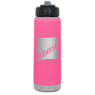 Laser etched pink 20 oz vacuum insulated water bottle with 'New Mexico home' design