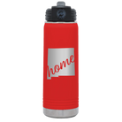 Laser etched red 20 oz vacuum insulated water bottle with 'New Mexico home' design