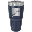 Laser etched navy 30 oz vacuum insulated tumbler with 'New Mexico home' design