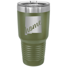 Laser etched olive green 30 oz vacuum insulated tumbler with 'New Mexico home' design
