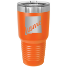 Laser etched orange 30 oz vacuum insulated tumbler with 'New Mexico home' design