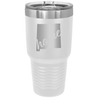 Laser etched white 30 oz vacuum insulated tumbler with 'New Mexico home' design