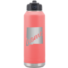 Laser etched coral 32 oz vacuum insulated water bottle with 'New Mexico home' design