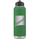 Laser etched green 32 oz vacuum insulated water bottle with 'New Mexico home' design