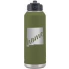Laser etched olive green 32 oz vacuum insulated water bottle with 'New Mexico home' design