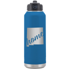 Laser etched royal blue 32 oz vacuum insulated water bottle with 'New Mexico home' design