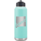 Laser etched teal 32 oz vacuum insulated water bottle with 'New Mexico home' design