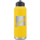Laser etched yellow 32 oz vacuum insulated water bottle with 'New Mexico home' design