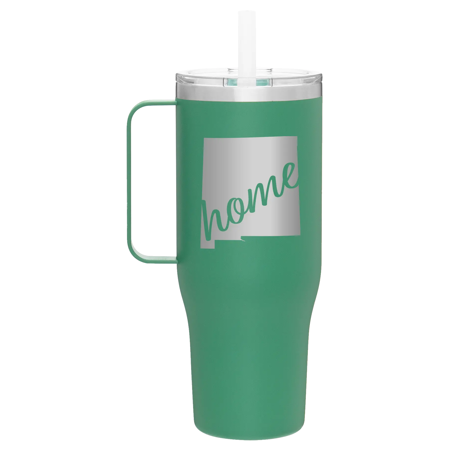 Laser etched forage 40 oz vacuum insulated tumbler mug with 'New Mexico home' design