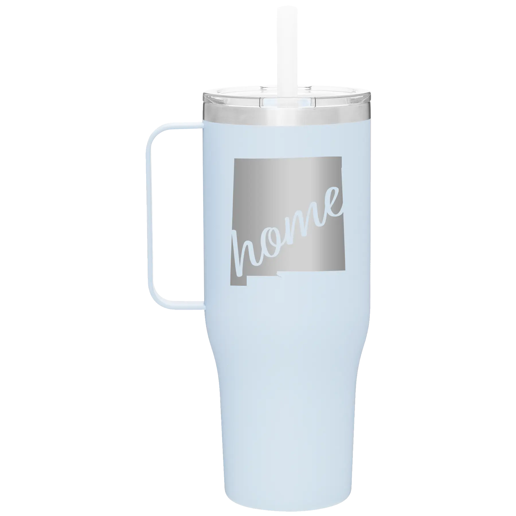 Laser etched landfall 40 oz vacuum insulated tumbler mug with 'New Mexico home' design