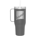 Laser etched slate 40 oz vacuum insulated tumbler mug with 'New Mexico home' design
