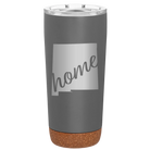 Laser etched storm gray 20 oz vacuum insulated tumbler with 'New Mexico home' design