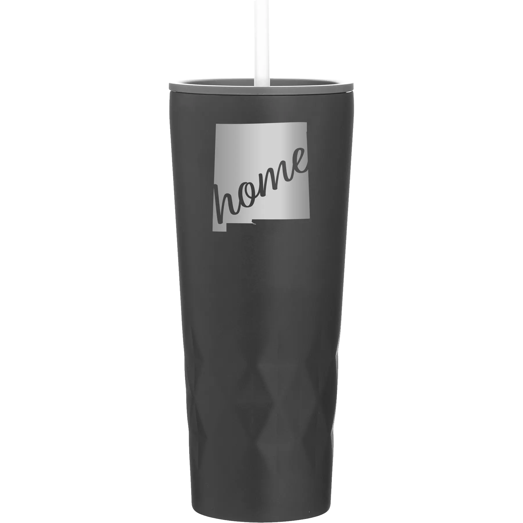 Laser etched black 20 oz vacuum insulated tumbler with 'New Mexico home' design